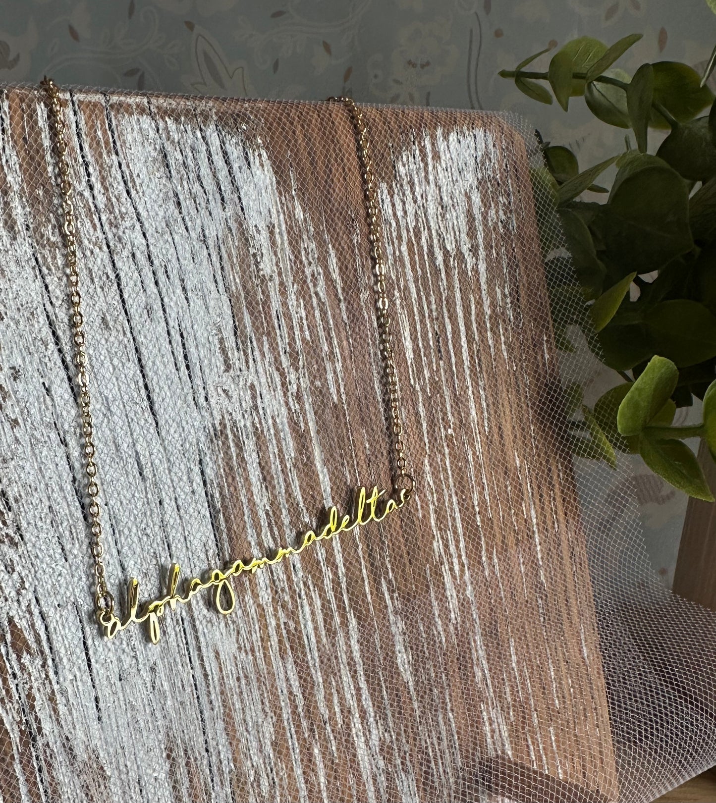 Sorority Gold Script Necklace