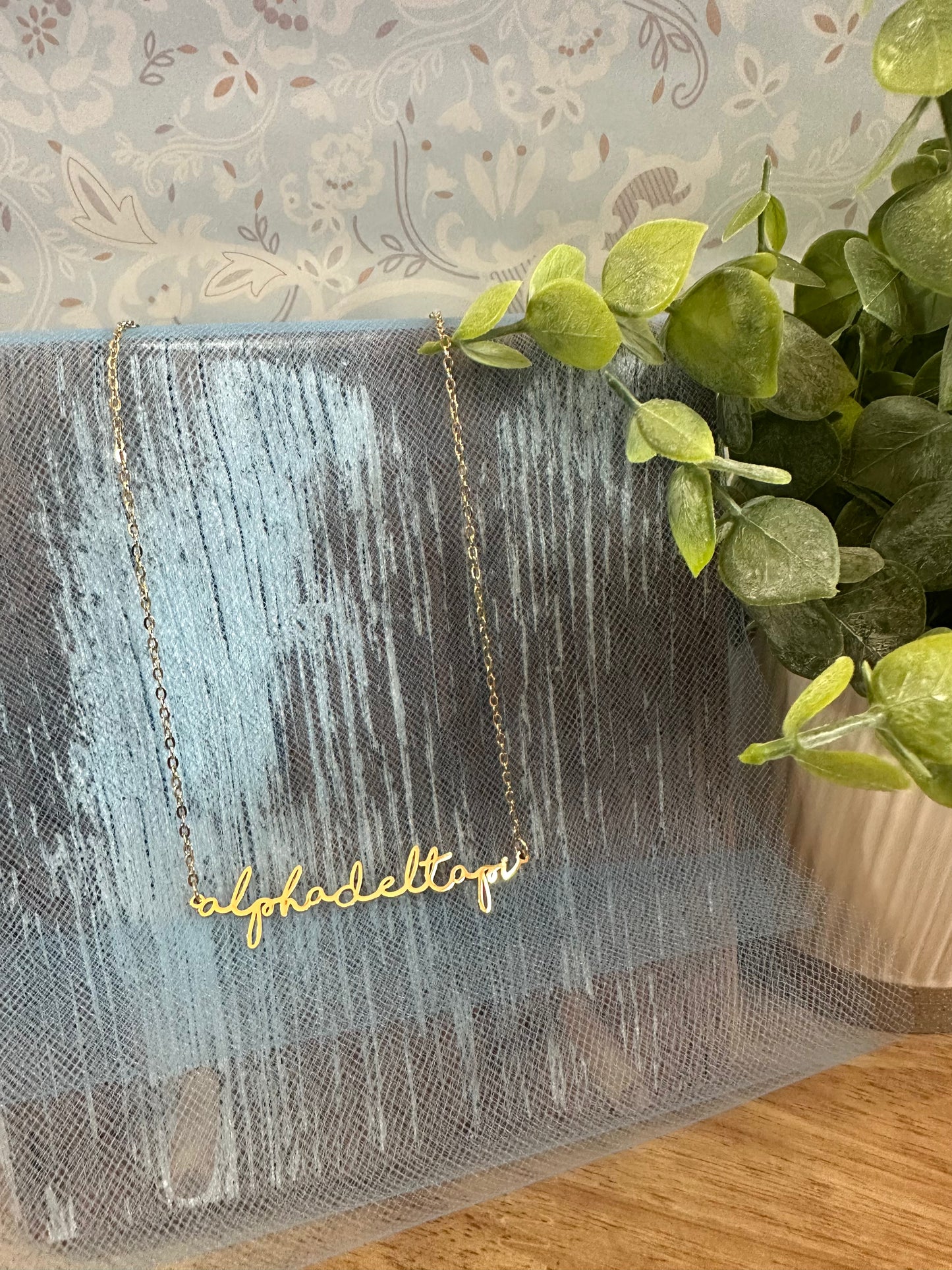 Sorority Gold Script Necklace