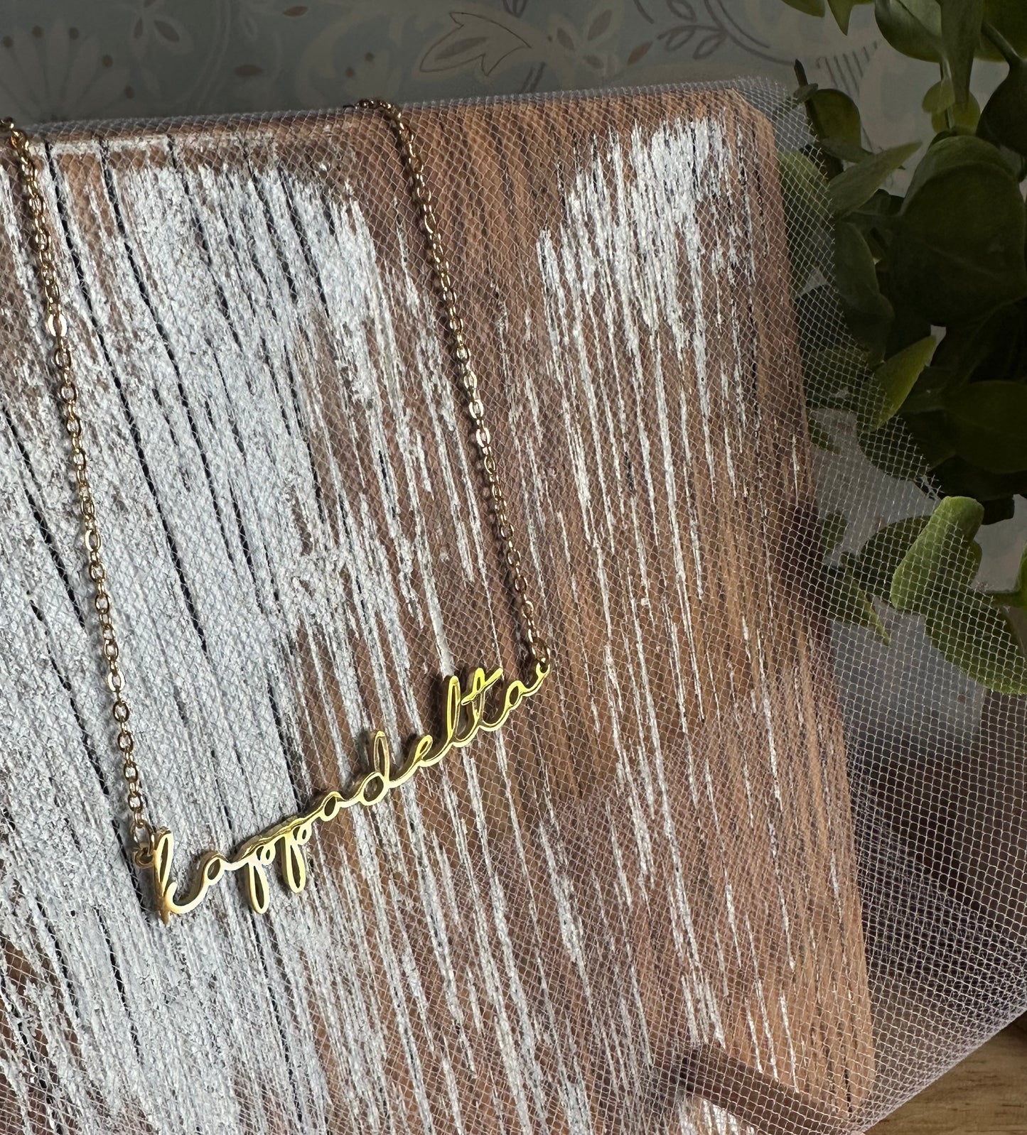 Sorority Gold Script Necklace