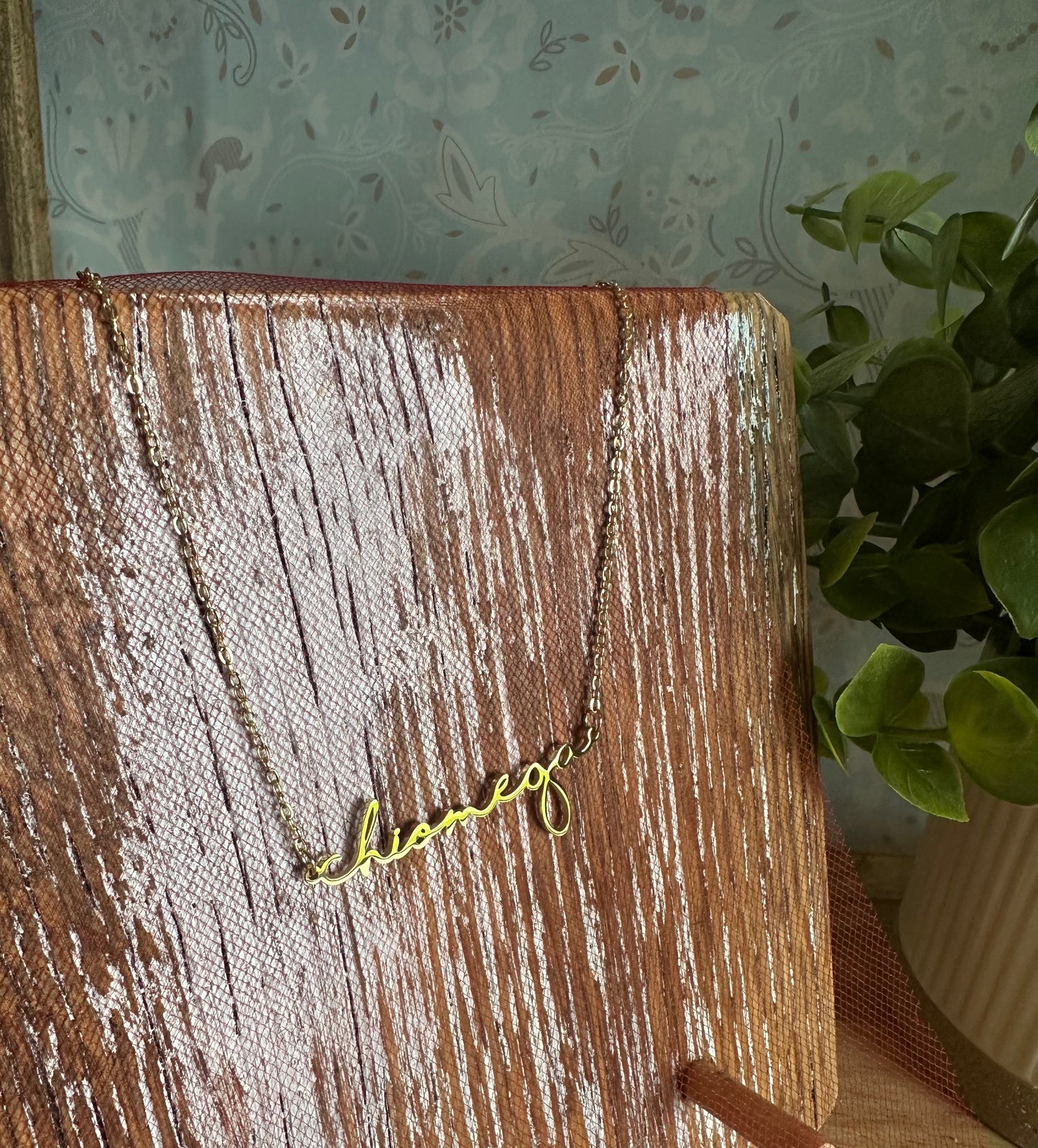 Sorority Gold Script Necklace