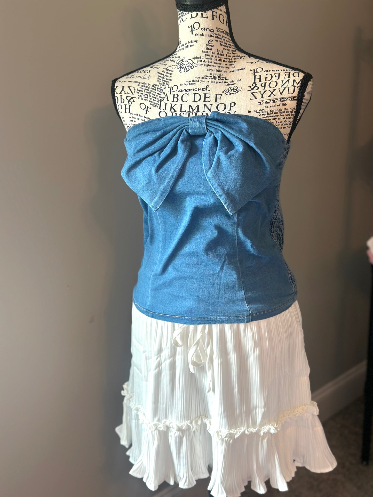 LDC Vintage Bow Denim Tube Top