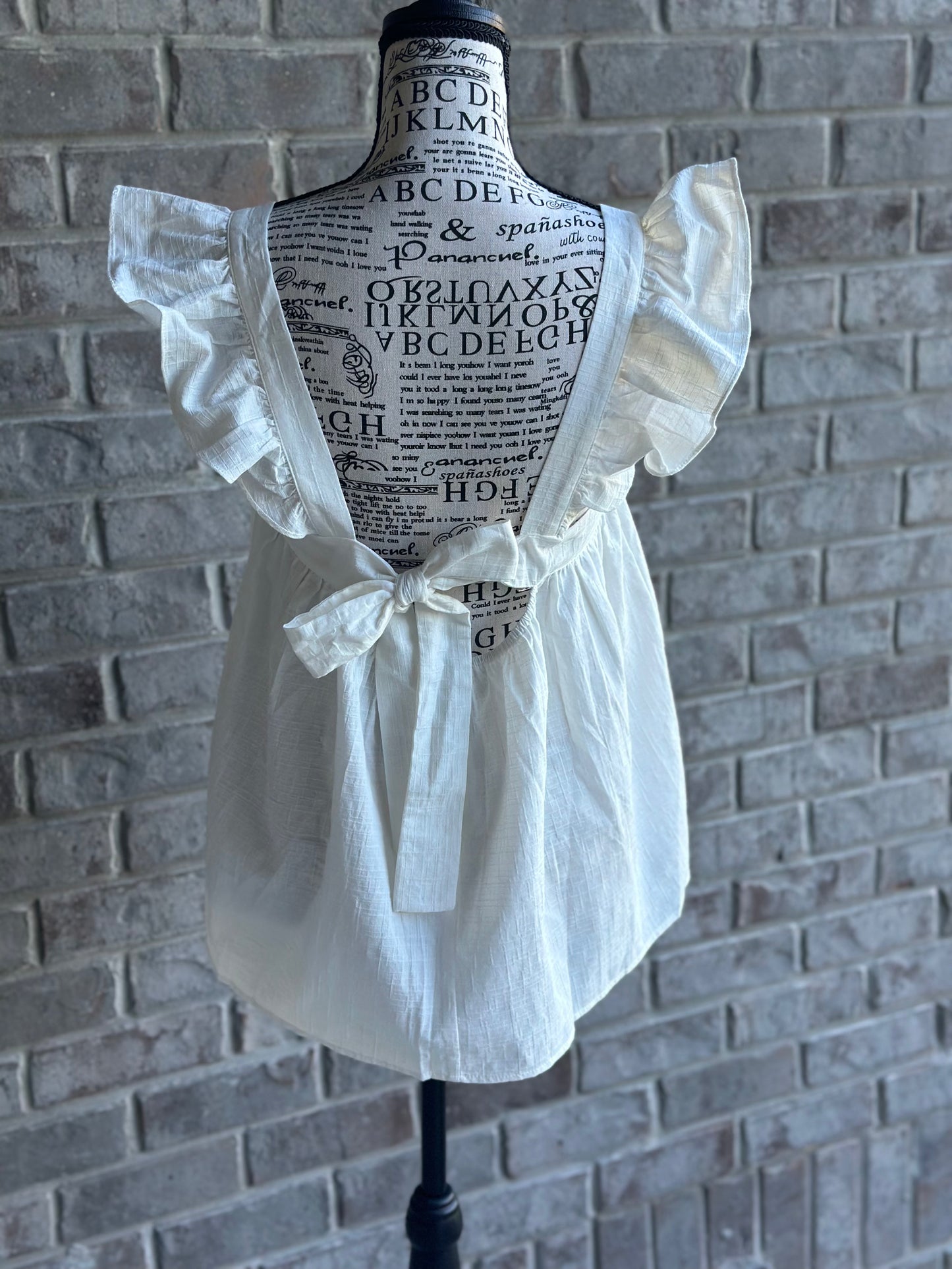 Flutter Sleeve Babydoll Top W/ Tie Back Detail