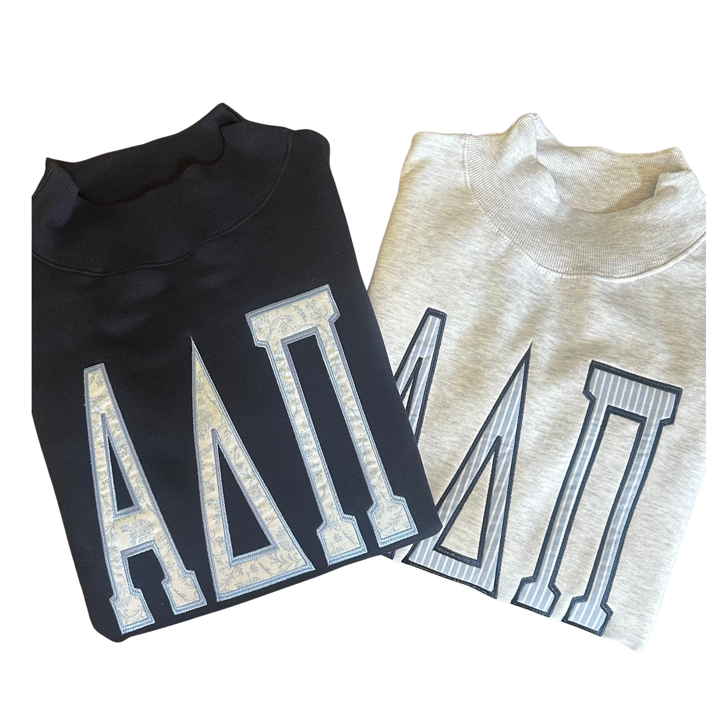 ADPi Mega Letter Mock Neck- Navy