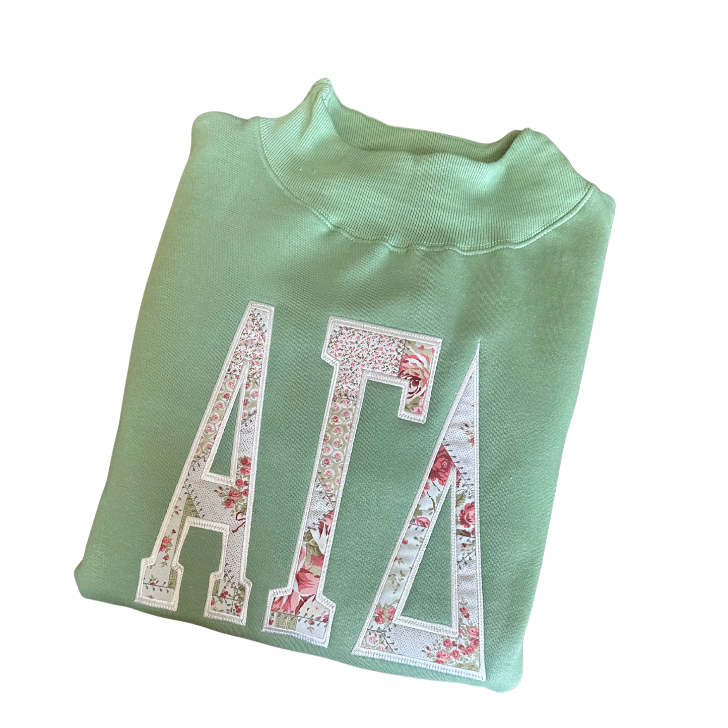 AGD Mega Letter Mock Neck- Sage