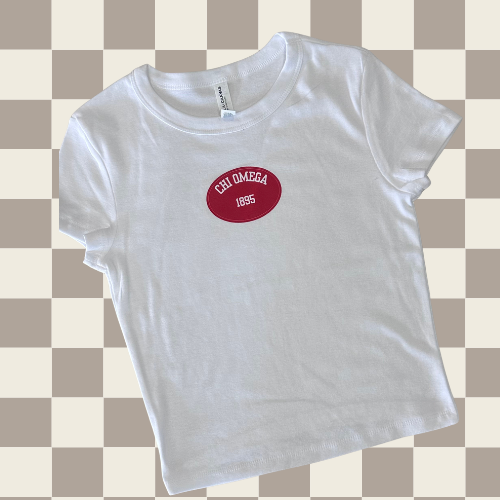 Chi Omega Oval Design Baby Tee
