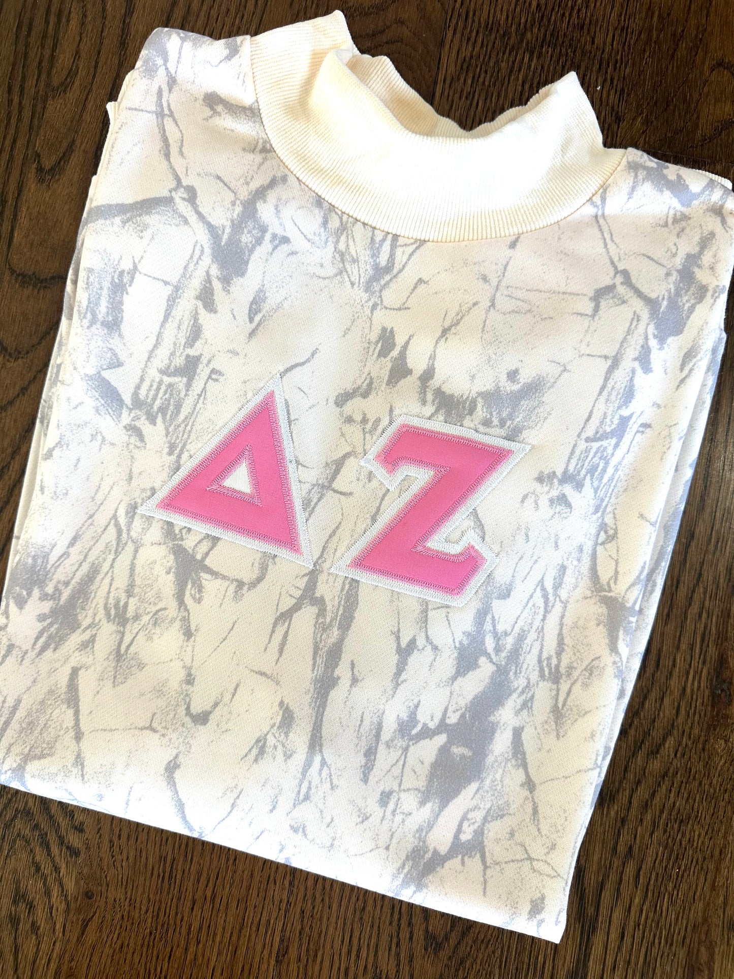 Vintage Letter Camo Mock Neck |  Oversized Fit