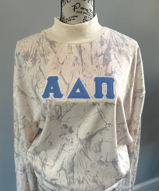 Vintage Letter Camo Mock Neck |  Oversized Fit