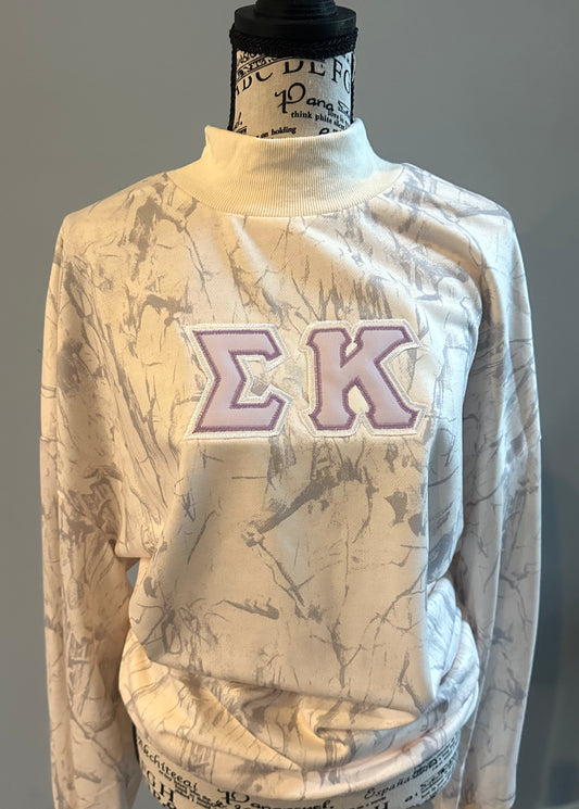 Vintage Letter Camo Mock Neck |  Oversized Fit