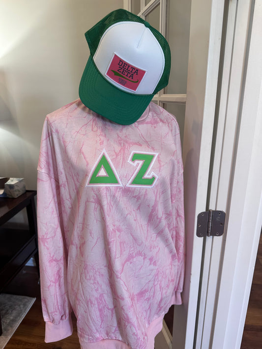 Vintage Letter Camo Mock Neck |  Oversized Fit