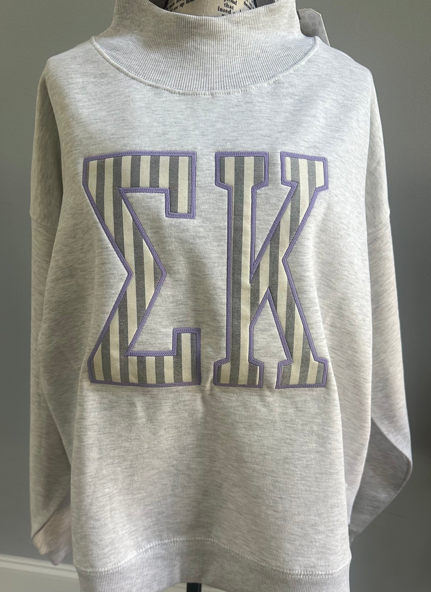 SK Mega Letter Mock Neck- Ash Gray