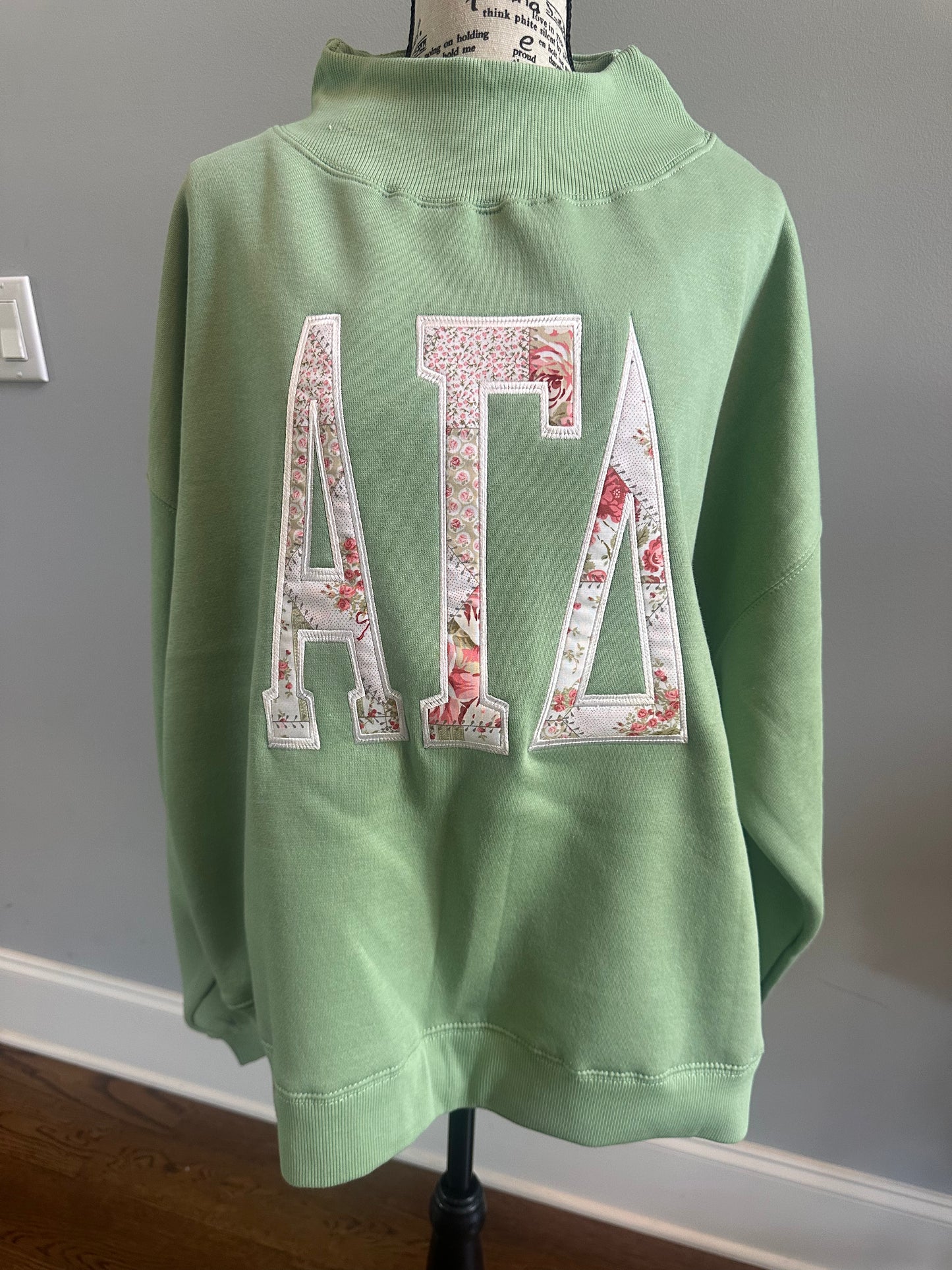 AGD Mega Letter Mock Neck- Sage