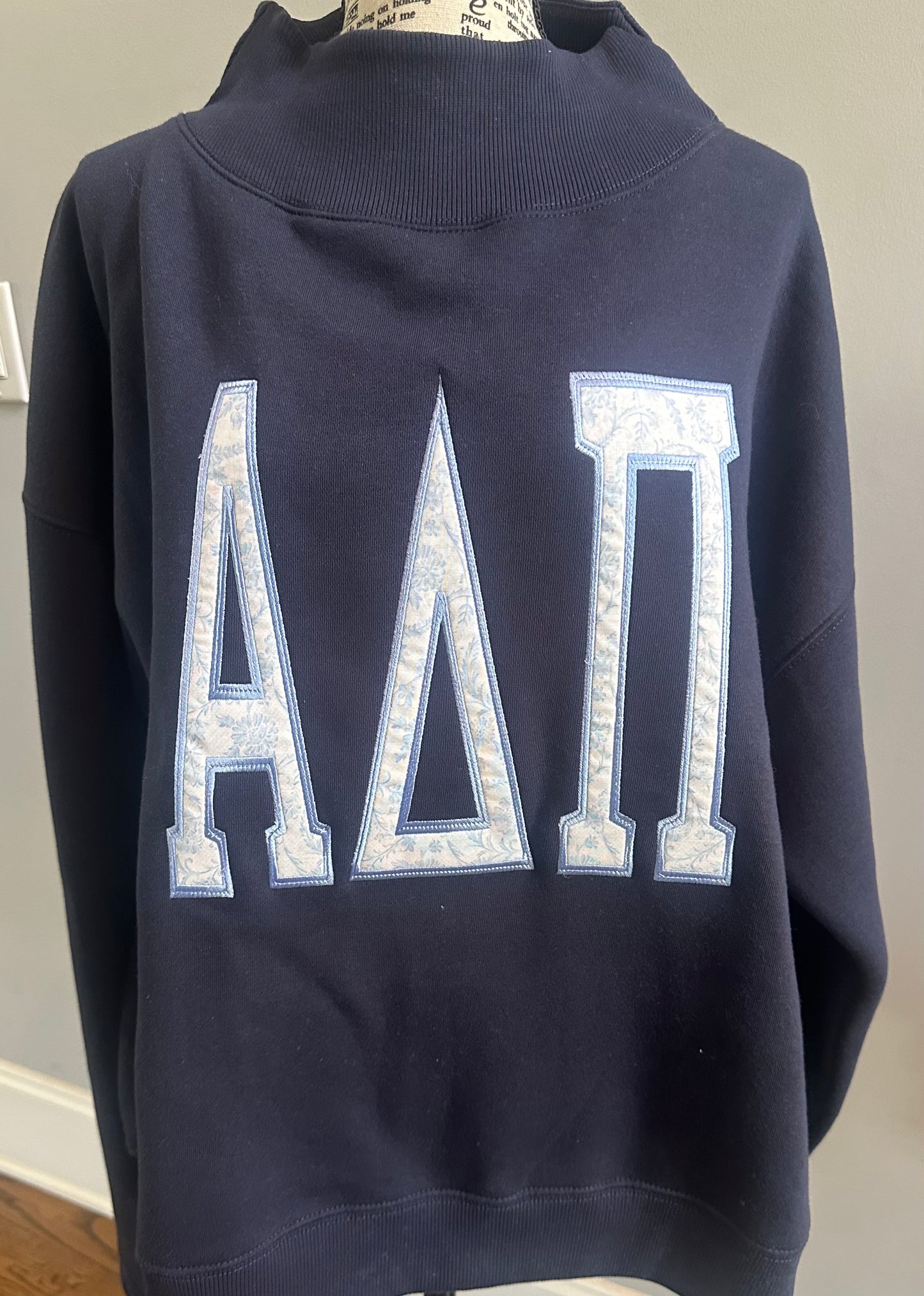 ADPi Mega Letter Mock Neck- Navy