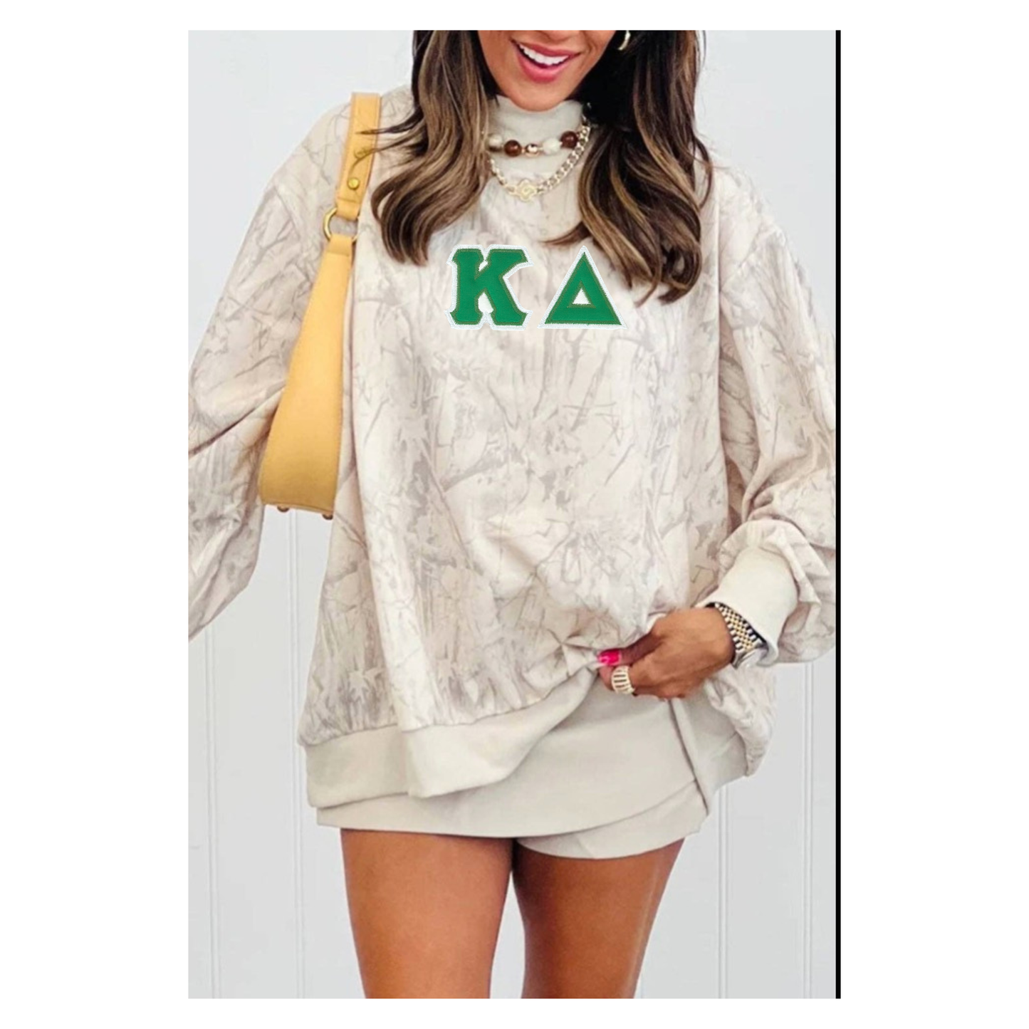 Vintage Letter Camo Mock Neck |  Oversized Fit
